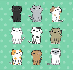 cute cat vector cartoon set 