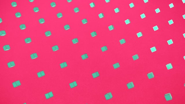 3D turquoise squares on pink background