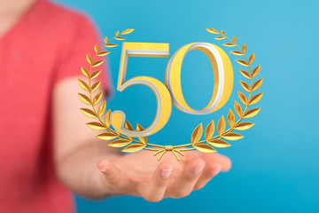 50 years anniversary celebration logotype with elegant celebration.