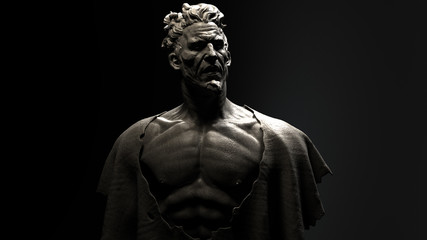 Fototapeta na wymiar 3D composite illustration of a man. Half bust. Sculpture. 3D rendering. Art