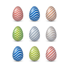 Realistic 3d easter eggs set in modern snorkel palette, classic blue, vector illustration