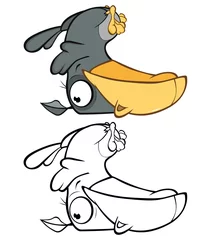 Gardinen Vektor-Illustration eines niedlichen Cartoon-Charakters Raven für Ihr Design und Computerspiel. Malbuch-Umriss-Set © liusa