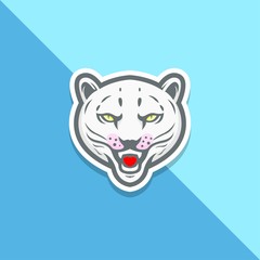 Head White Tiger Black Vector Illustration