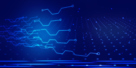 2d illustration Abstract futuristic electronic circuit technology background
