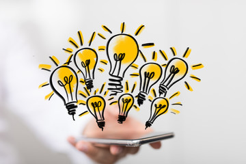solution concept business idea lamp