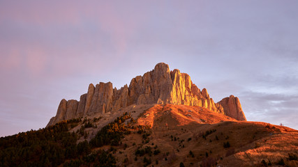 Golden autumn on the slopes of the mountains of the Caucasus and Adygea in the natural park Big Thach