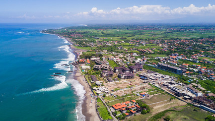 Fototapeta premium Aerial panorama of the Canggu beach , Bali, Indonesia
