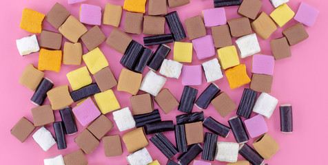 Liquorice Candy on a pink background
