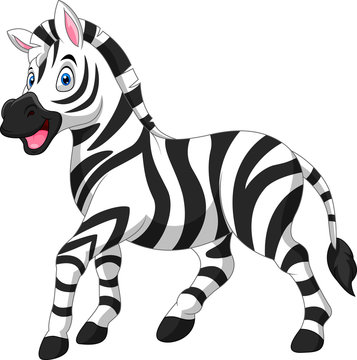 Cute cartoon funny zebra stand
