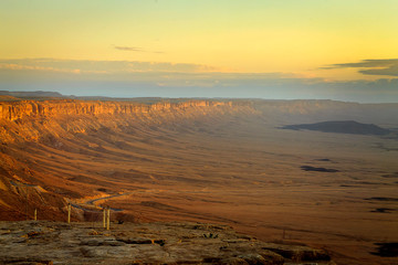 Picture of the Mizpe Ramon Big Crater taken on a sunrise.