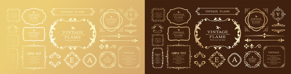 ウエディングフレームデザイン　ビンテージ　アンティーク　レトロ　ロイヤル　プレミアム　フレームセット