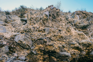 River canyon soil erosion. Soil texture. Clay soil. Earth texture.