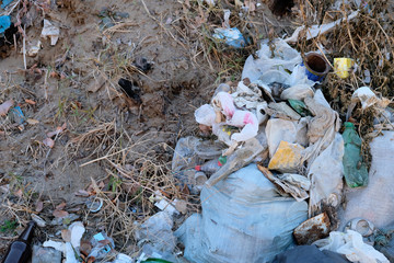 Environment pollution problem concept. Nature care. Littering garbage. Ecology concept. Environment pollution, waste problem, rubbish, trash.