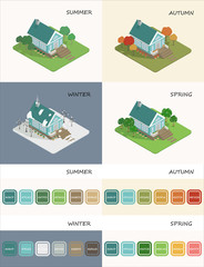Isometric image of a private house.