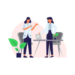 a patient consulted a beauty doctor about her body care vector illustration