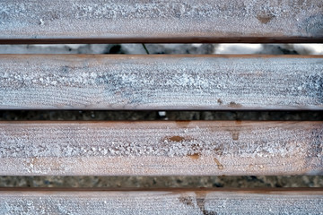 Abstract frozen ice wooden surface for decoration design. Background, texture. Winter decoration background. Cold season weather.