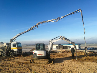 Industrial machines in the construction site