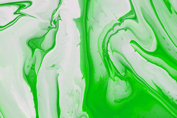 Fototapeta na wymiar White and green acrylic background, imitation marble.