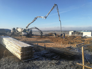 Industrial machines in the construction site
