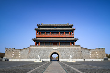 Yongding Gate, Beijing, China. Translation of plaques and doorway texts: always the door to peace