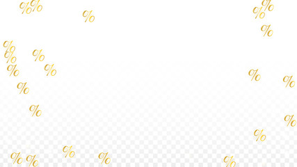 Luxury Vector Gold Percentage Sign Confetti on Transparent. Percent Sale Background. Business, Economics Print. Discount Illustration. Promotion Poster. Black Friday Banner. Special offer Template.
