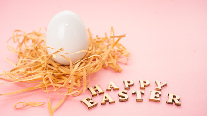 Easter egg  on pink background. Happy Easter