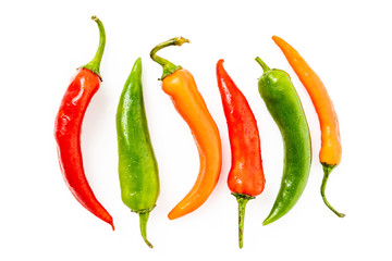 hot chilli peppers isolated on white background