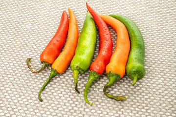 red hot chilly peppers on a  table