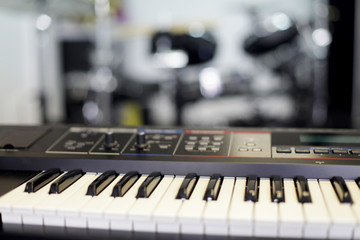 Piano keyboard in the professional music studio