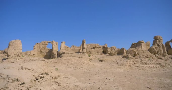 Landscape view of the Ruins of Jiaohe in Xinjiang Province China.