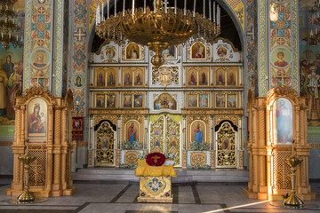inside of orthodox church in ukrainian mukachev,