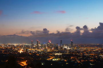 Obraz premium Night view of Brisbane CBD skyline.