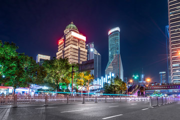 Velocity effect of Lujiazui city night in Shanghai..
