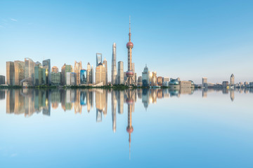 Panoramic view of the skyline of urban architectural landscape in Lujiazui, Shanghai..