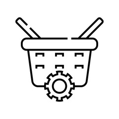 Basket changing line icon, concept sign, outline vector illustration, linear symbol.
