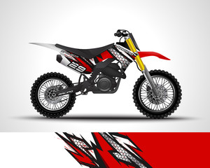 Obraz premium Racing motorcycle wrap decal and vinyl sticker design. Concept graphic abstract background for wrapping vehicles, motorsports, Sportbikes, motocross, supermoto and livery. Vector illustration.