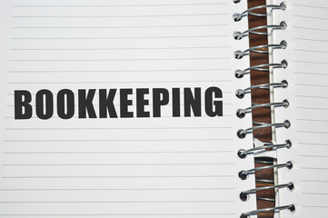 Bookkeeper word written on white paper