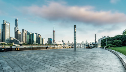 Road Street Shanghai Lujiazui Financial District building office building..