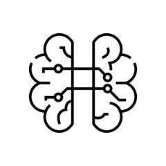 Obraz premium Artificial intelligence microchip line icon, concept sign, outline vector illustration, linear symbol.