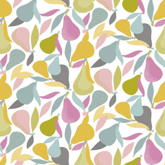 Fototapeta na wymiar Vector seamless pattern background with pears. White background.