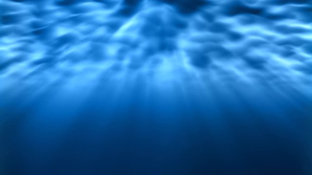 Underwater Light Rays Shine Bright Underneath Rippling Ocean Waves - 4K Seamless Loop Motion Background Animation