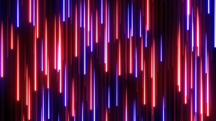Falling Glowing Red Blue Neon Streak Cascading Rain Line Particles - Abstract Background Texture