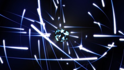 Heavy Uranium Atom Electrons Orbit Around Nucleus Science Concept - Abstract Background Texture