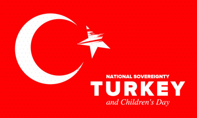National Sovereignty and Children’s Day in Turkey. National holiday, celebrated annual in April 23. Turkish flag. Patriotic sign and elements. Poster, card, banner and background. Vector illustration