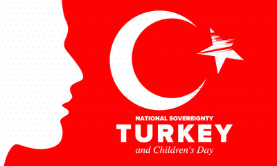 National Sovereignty and Children’s Day in Turkey. National holiday, celebrated annual in April 23. Turkish flag. Patriotic sign and elements. Poster, card, banner and background. Vector illustration