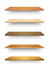 Wooden flat plank/board which is attached to a wall, frame, etc., and on which objects can be placed/display/showcase.