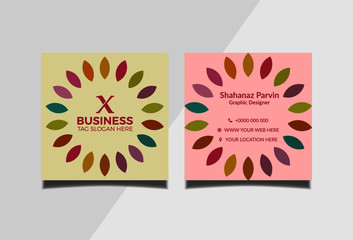 Square business card design template