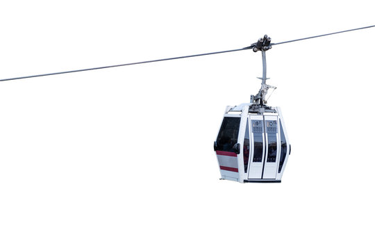 White modern cable car isolated on white background.