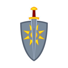 Cartoon metal sword shield