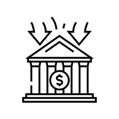 Bank building line icon, concept sign, outline vector illustration, linear symbol.